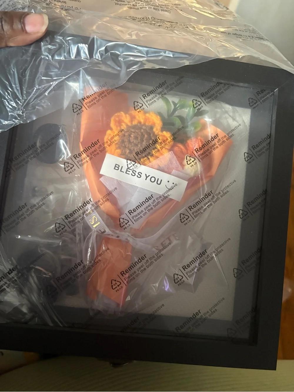 Sunflower Framed Shadow Box - Orange Floral Accent